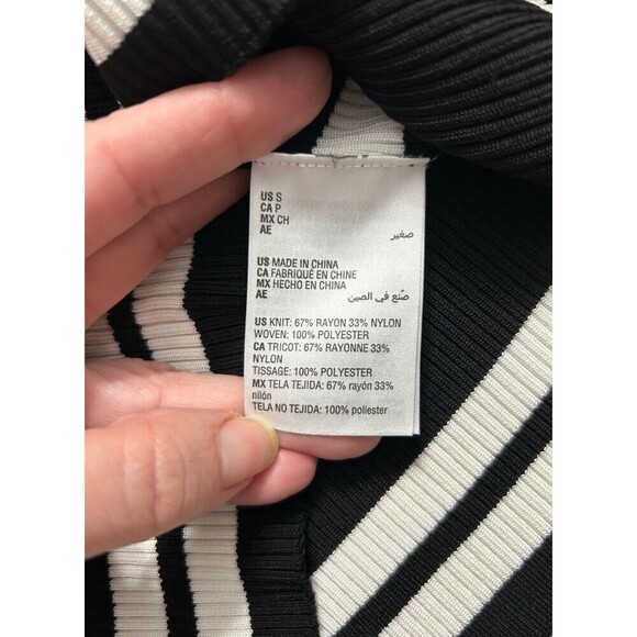 Bar III Black White Polka Dot Sheer Stretch Knit Top Preppy Career Size Small - Picture 11 of 14